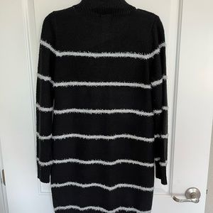 Knee high black holiday dress.